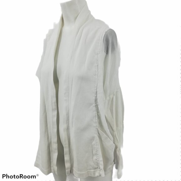 Barbara Lesser White Open Front Cardigan Size S - Picture 11 of 12